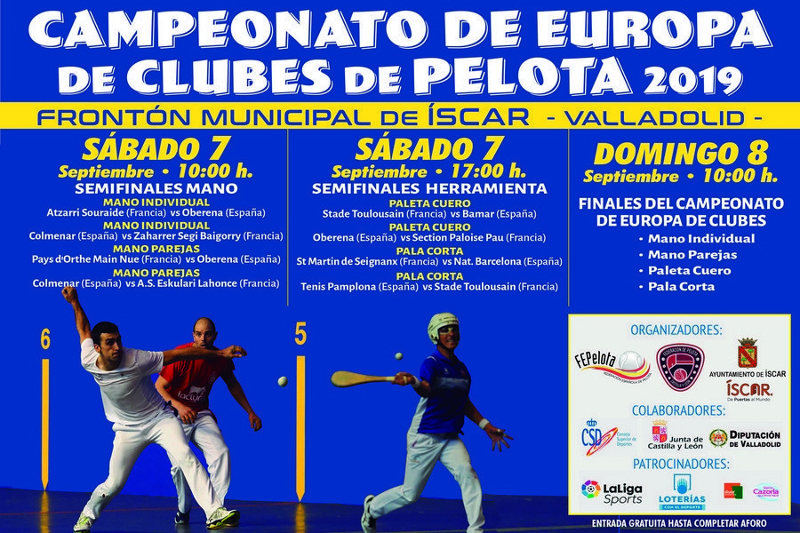 Baeza y Medina, del Club Puertas Bamar de Íscar, representarán a España en el campeonato de Europa de Pelota