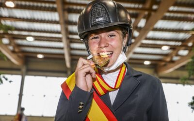 Jaime Suarez, Anna Sánchez Sola, Martina Raposo Roca y Malen Sologaistua Gaztañazatorre, Campeones de España de salto en Ponis A, B, C y D, respectivamente