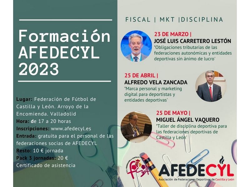 Afedecyl pone en marcha las ‘Jornadas de Formación 2023’ con tres talleres prácticos dedicados a fiscal, marketing y disciplina deportiva