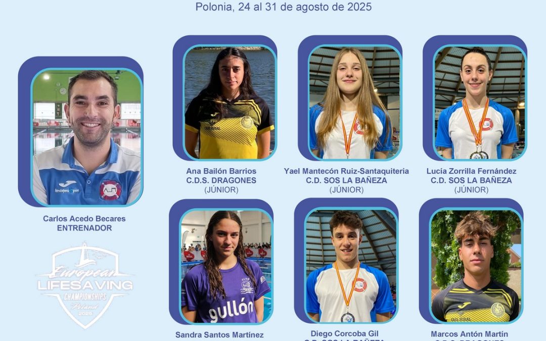 Seis socorristas y un técnico  de Castilla y León, en los Campeonatos de Europa Júnior y Absoluto por Naciones de Salvamento y Socorrismo
