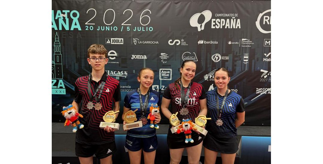 Tres campeones de España y nueve medallas coronan el éxito de la cantera burgalesa de tenis de mesa en Zaragoza