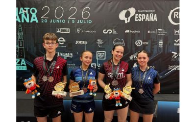 Tres campeones de España y nueve medallas coronan el éxito de la cantera burgalesa de tenis de mesa en Zaragoza
